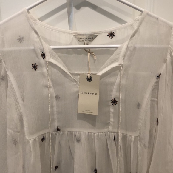 NWT Lucky Brand Peasant Tassle Top XS - Picture 2 of 14